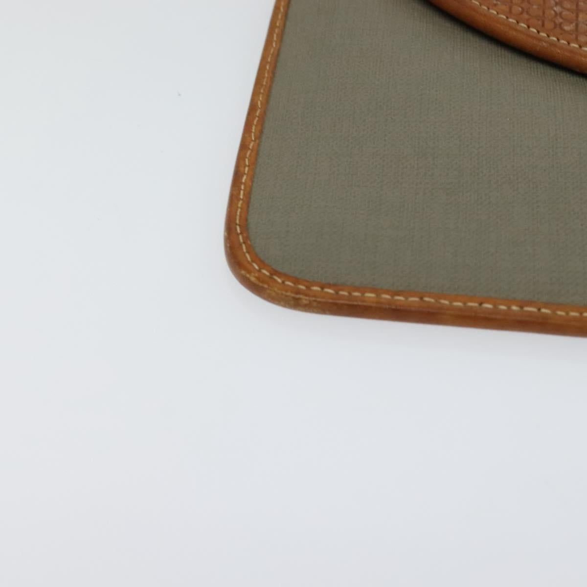 Christian Dior Trotter Canvas Clutch Bag Coated Canvas Brown gold Auth ar13268