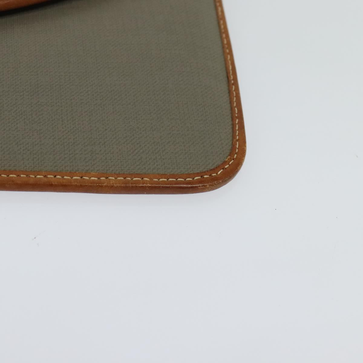 Christian Dior Trotter Canvas Clutch Bag Coated Canvas Brown gold Auth ar13268