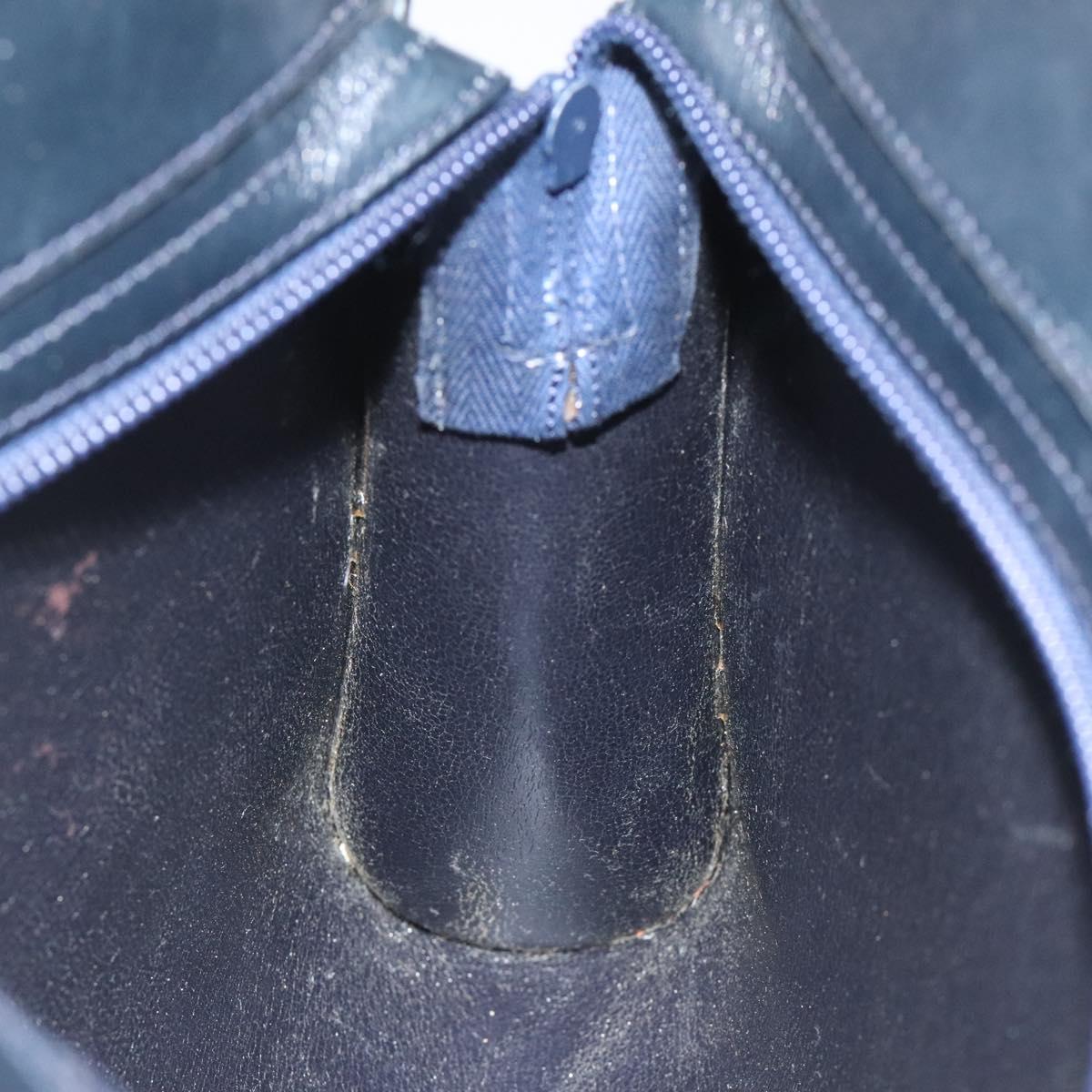 Christian Dior Chain Shoulder Bag Leather Navy Gold Auth ar13274