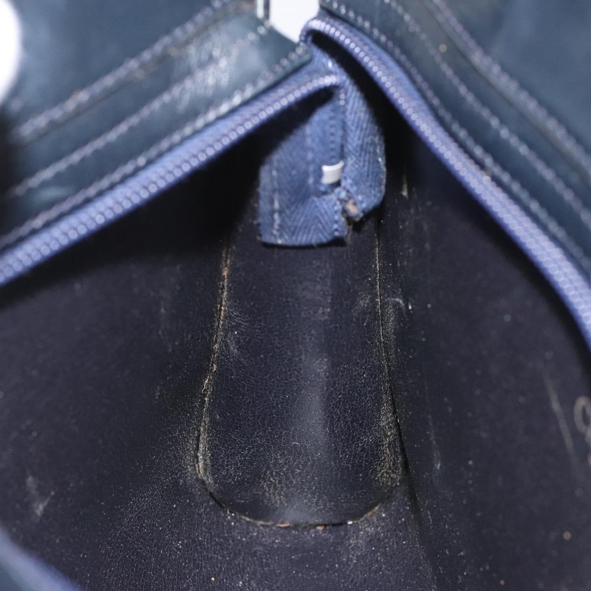 Christian Dior Chain Shoulder Bag Leather Navy Gold Auth ar13274