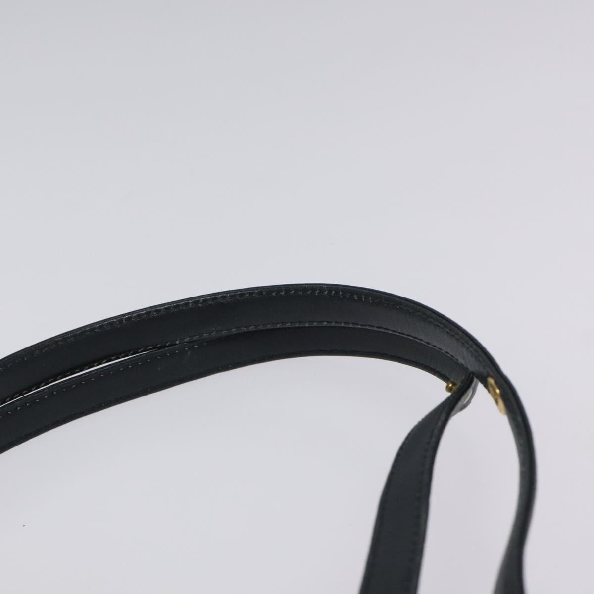 Christian Dior Chain Shoulder Bag Leather Navy Gold Auth ar13274