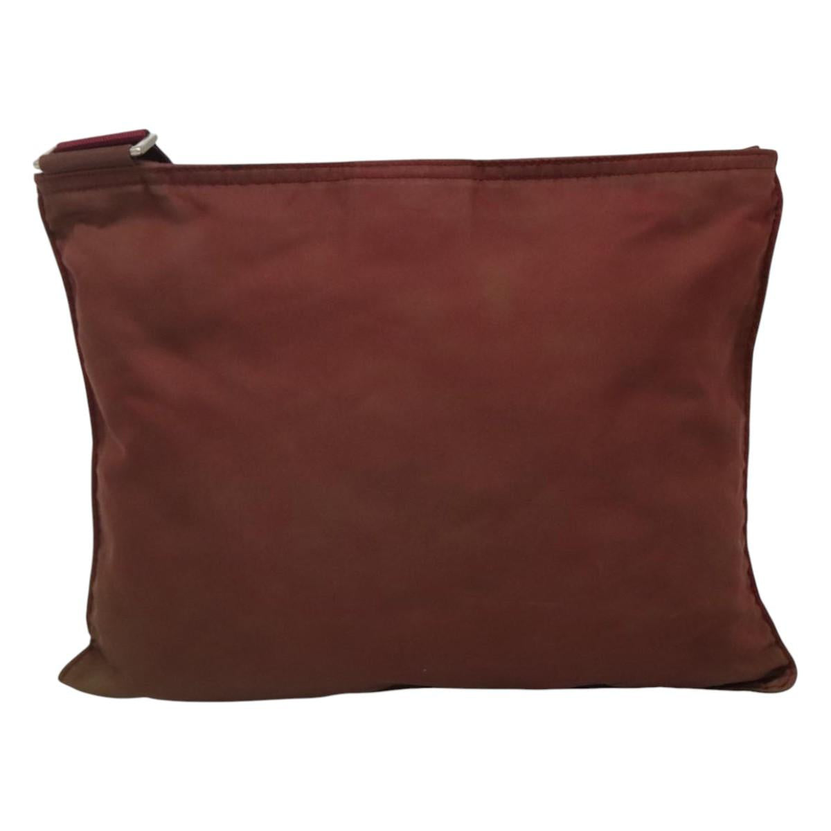 PRADA Shoulder Bag Nylon Wine Red Auth ar13308