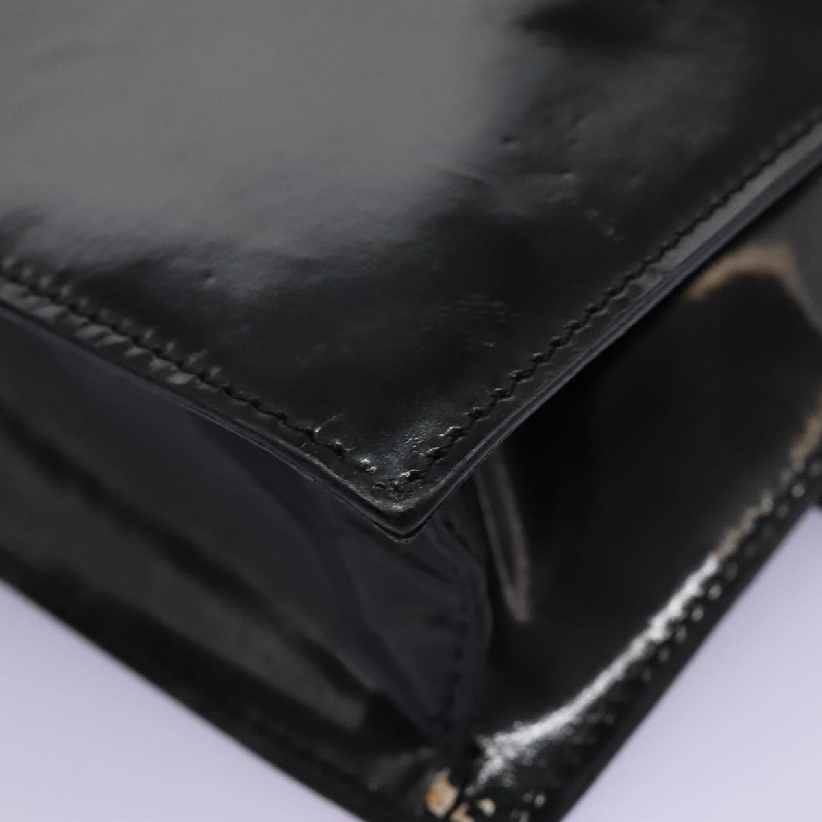 CELINE Chain Shoulder Bag Enamel Black Silver Auth ar13323