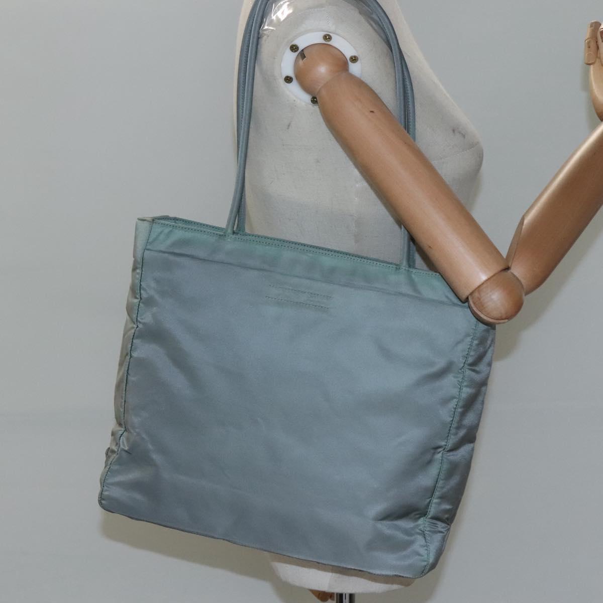 PRADA Tote Bag Nylon Gray Silver Auth ar13324