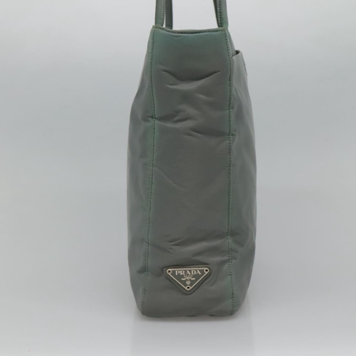PRADA Tote Bag Nylon Gray Silver Auth ar13324