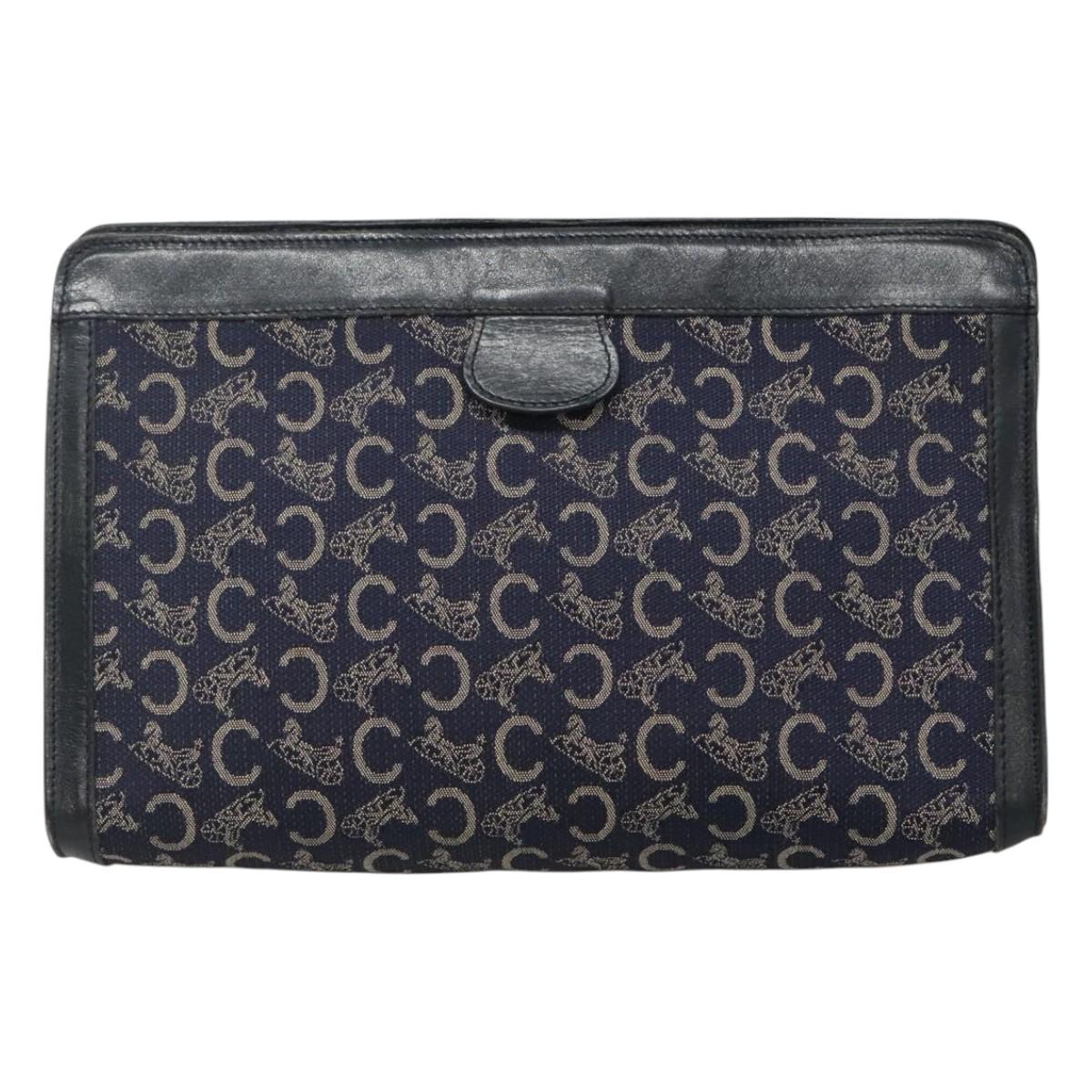 CELINE C Sulky Clutch Bag Canvas Navy Auth ar13331