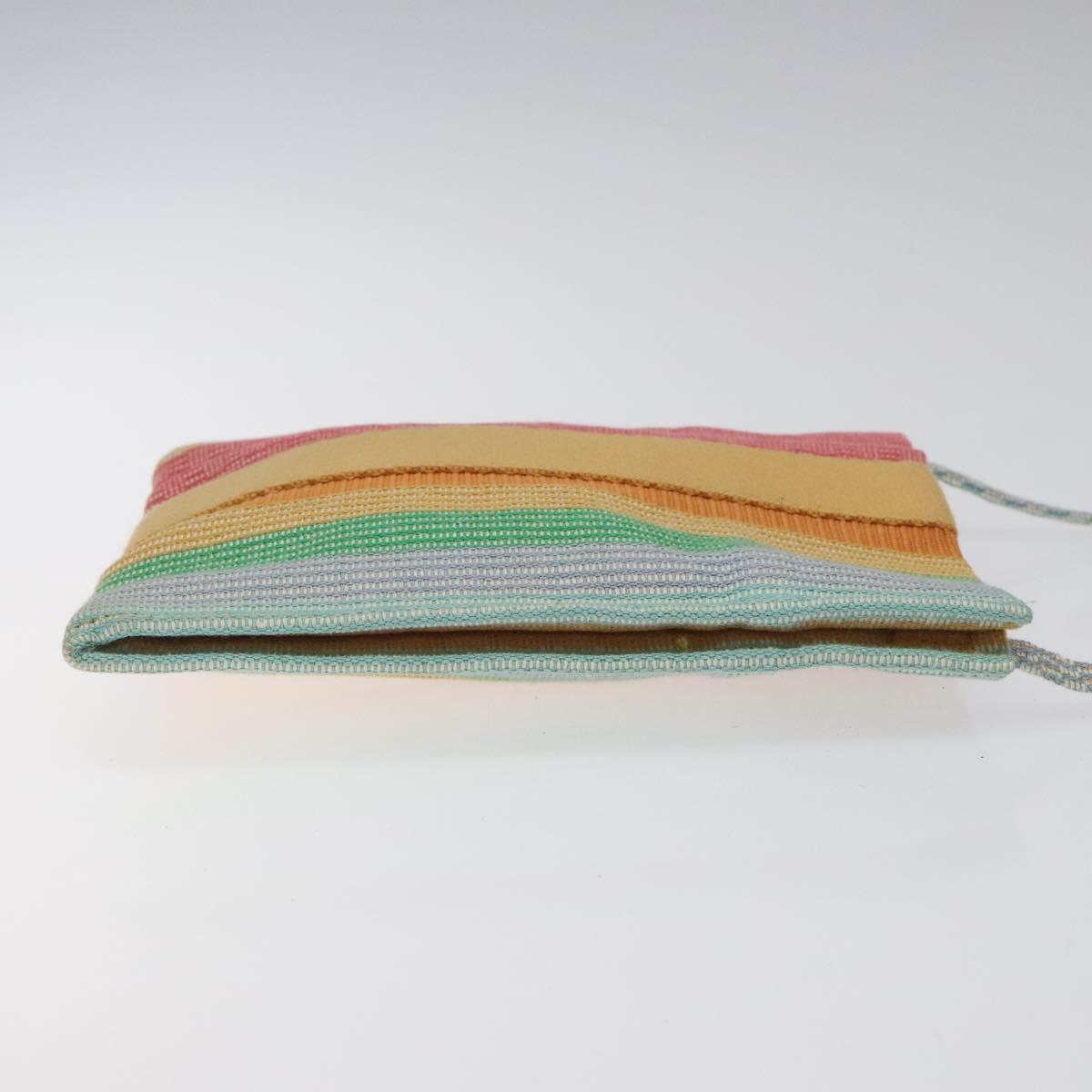 HERMES NY Madison store only Pochette Bag Canvas Multicolor Auth ar13335