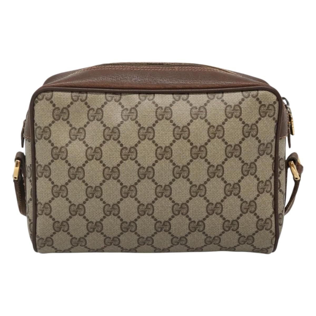 GUCCI GG Supreme Web Sherry Line Bag PVC Beige Gold 56 02 087 Auth ar13365