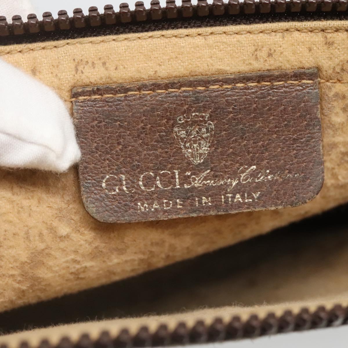 GUCCI GG Supreme Web Sherry Line Hand Bag PVC Beige Gold Auth ar13384