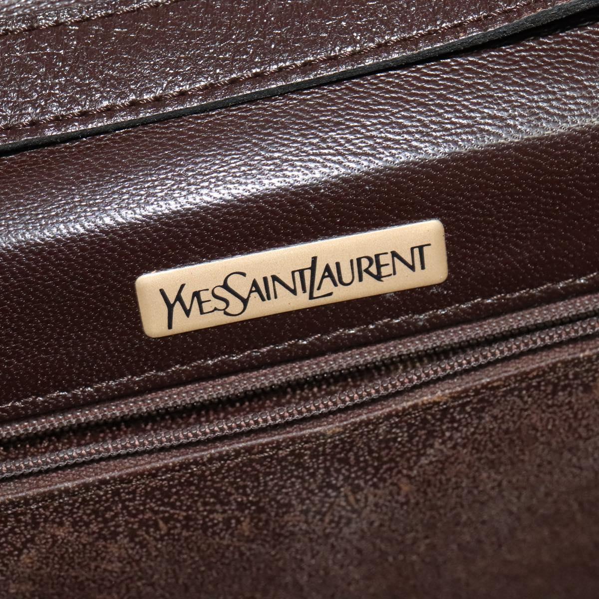 SAINT LAURENT Shoulder Bag Leather Brown Gold Auth ar13385