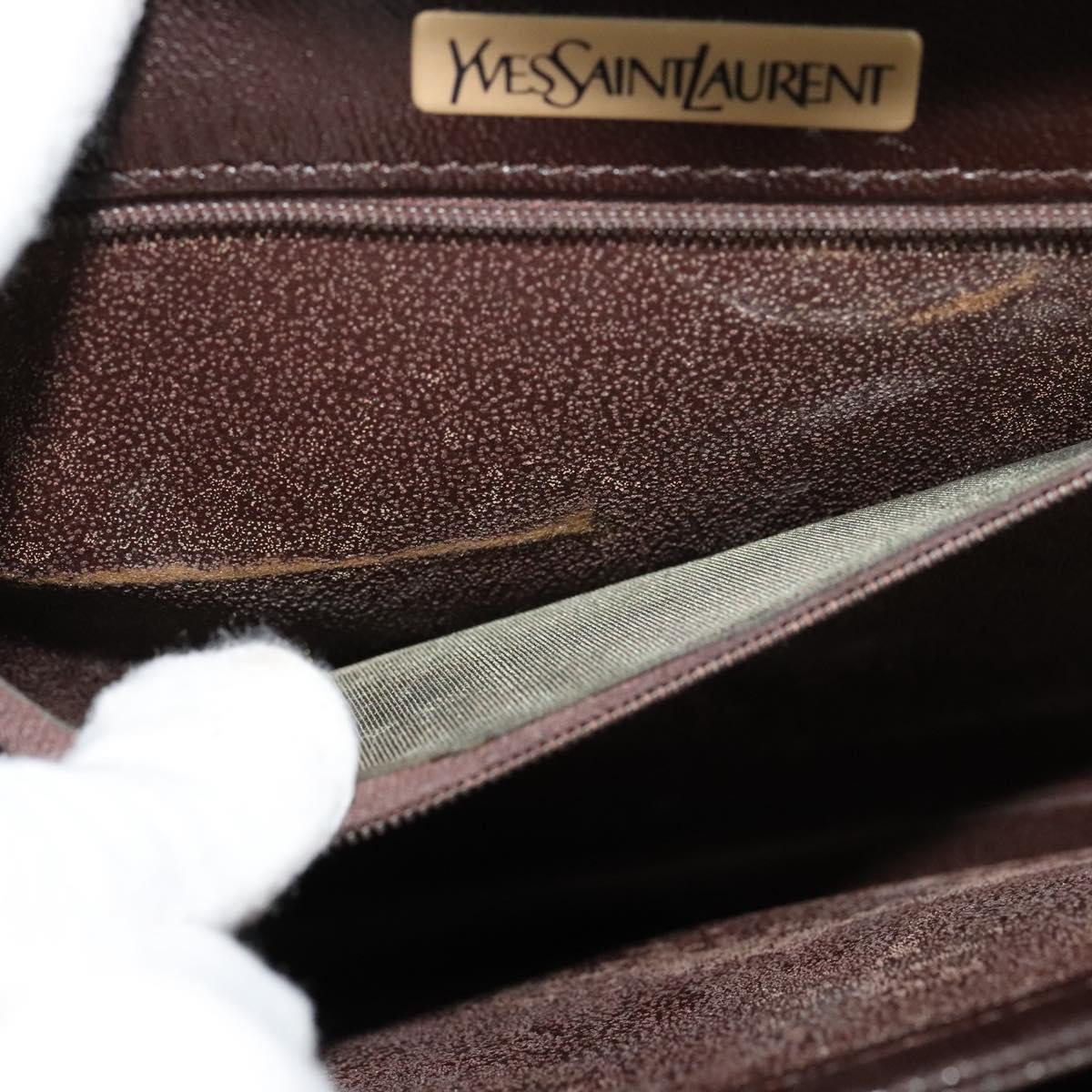 SAINT LAURENT Shoulder Bag Leather Brown Gold Auth ar13385