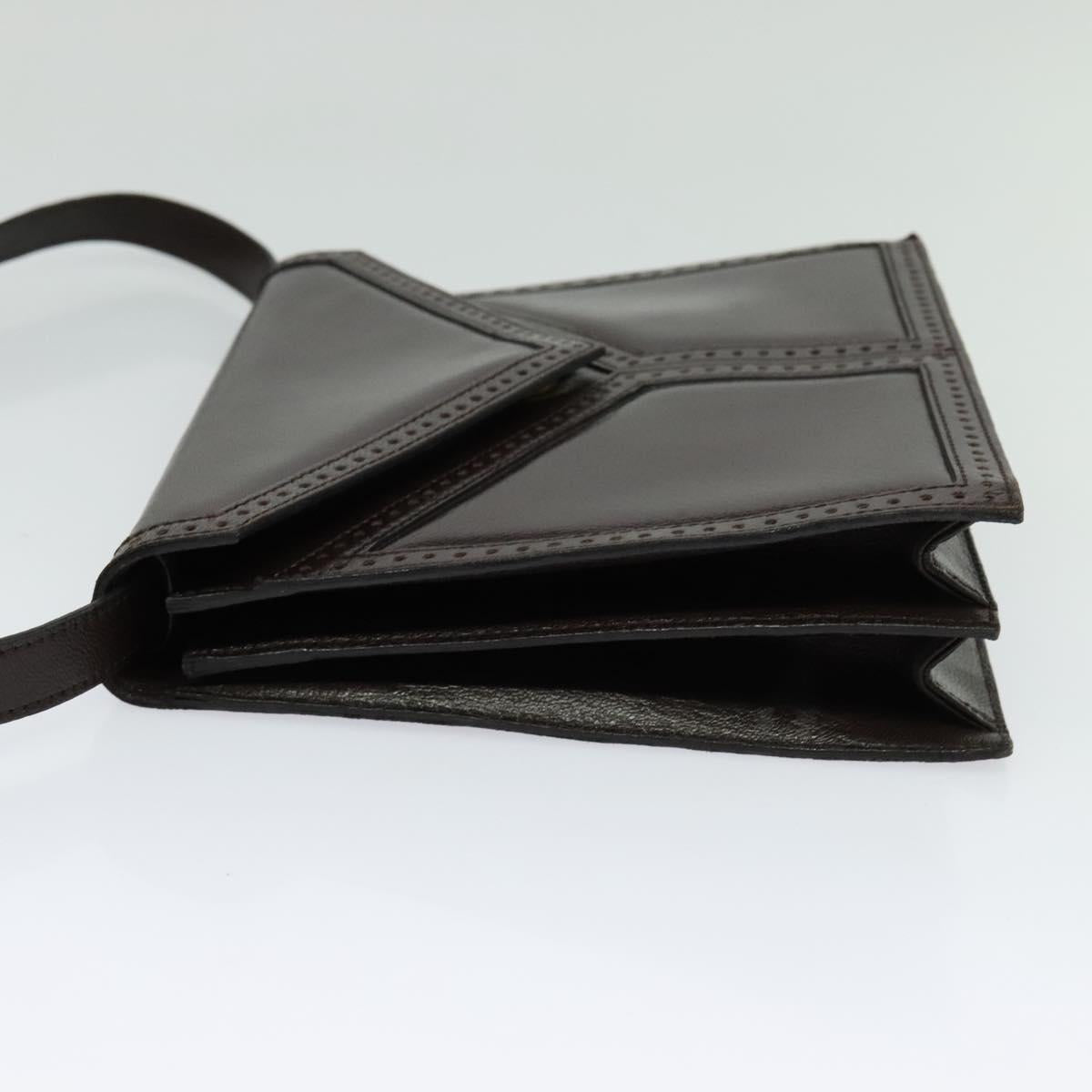 SAINT LAURENT Shoulder Bag Leather Brown Gold Auth ar13385