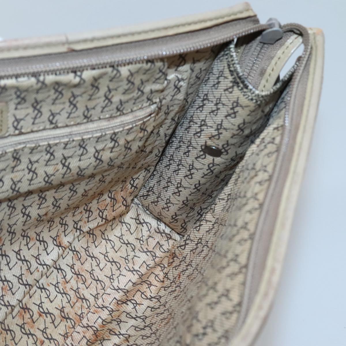 SAINT LAURENT Clutch Bag PVC Beige Auth ar13391