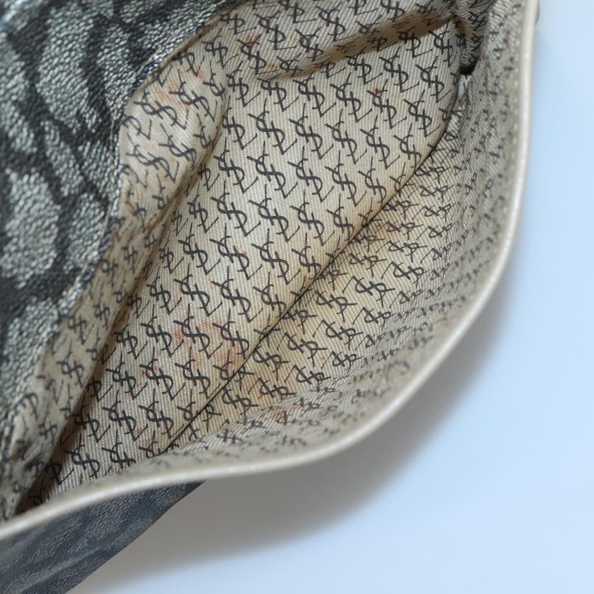 SAINT LAURENT Clutch Bag PVC Beige Auth ar13391