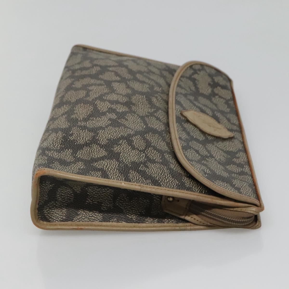 SAINT LAURENT Clutch Bag PVC Beige Auth ar13391