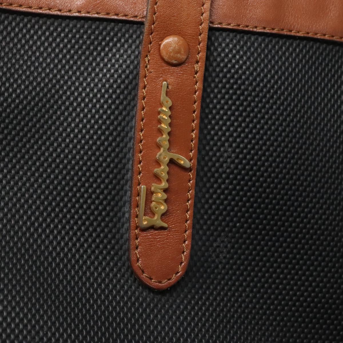 Salvatore Ferragamo Tote Bag PVC Leather Black Gold Auth ar13392