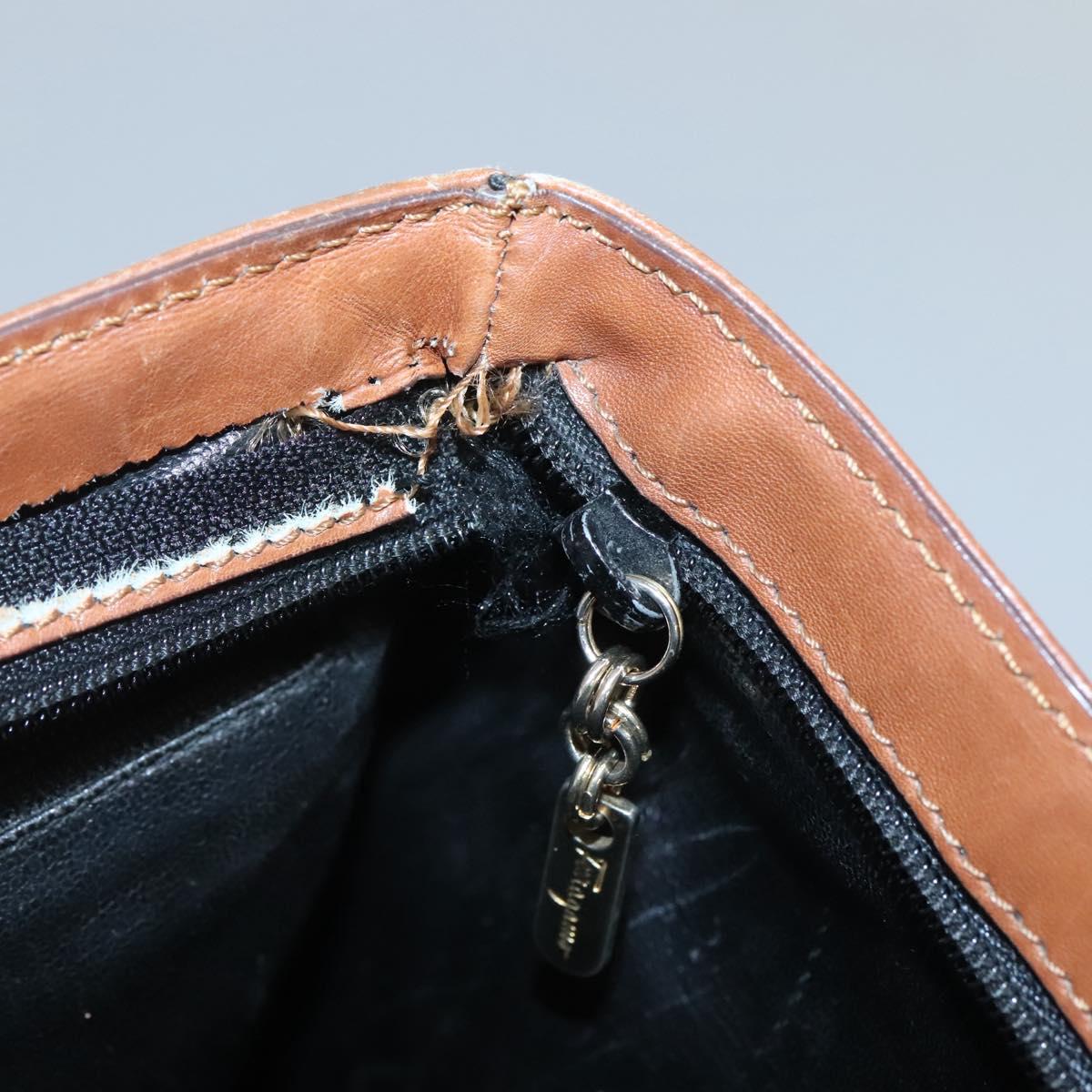 Salvatore Ferragamo Tote Bag PVC Leather Black Gold Auth ar13392