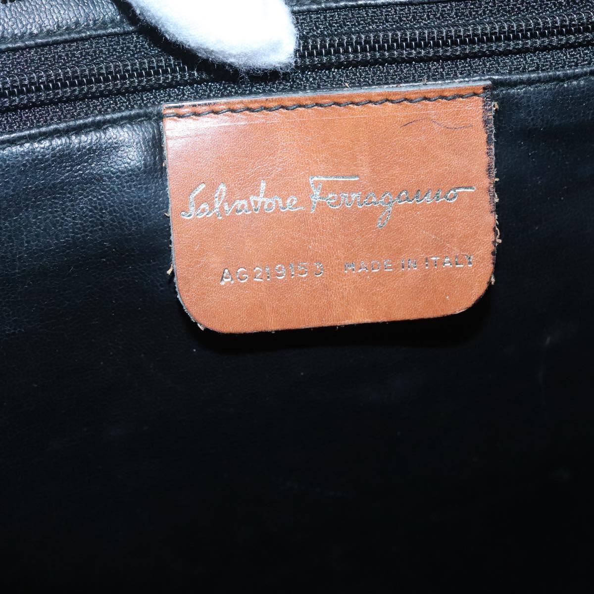 Salvatore Ferragamo Tote Bag PVC Leather Black Gold Auth ar13392