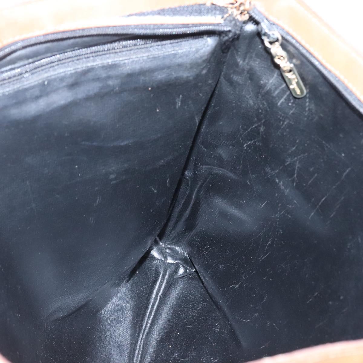 Salvatore Ferragamo Tote Bag PVC Leather Black Gold Auth ar13392