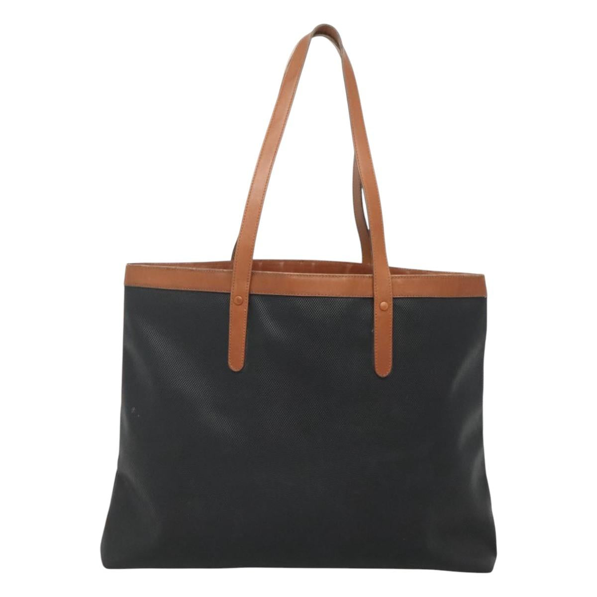 Salvatore Ferragamo Tote Bag PVC Leather Black Gold Auth ar13392