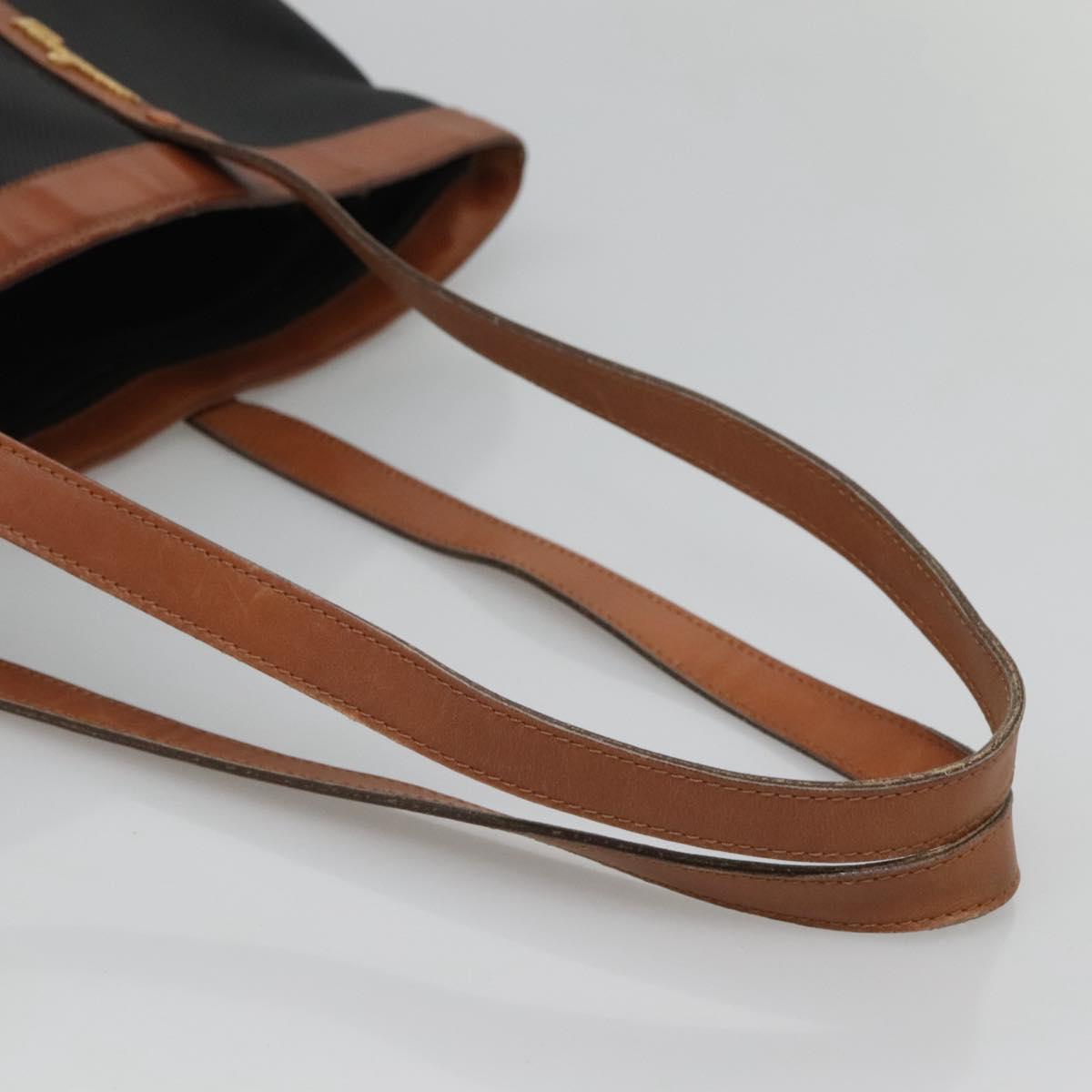 Salvatore Ferragamo Tote Bag PVC Leather Black Gold Auth ar13392