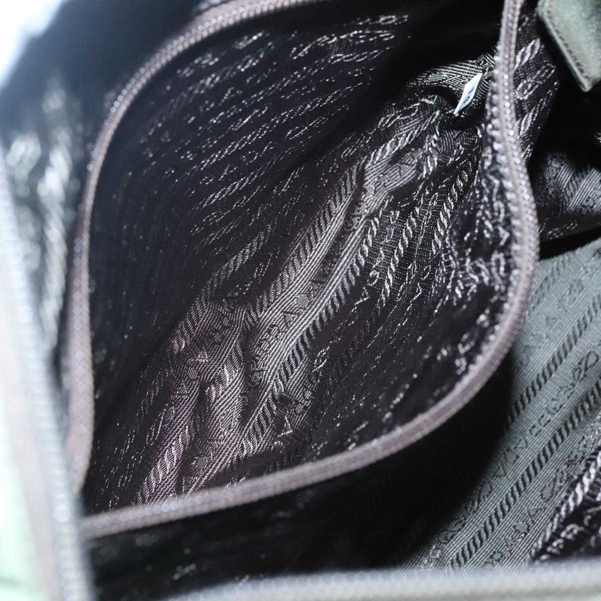 PRADA Tote Bag Nylon Beige Silver Auth ar13394