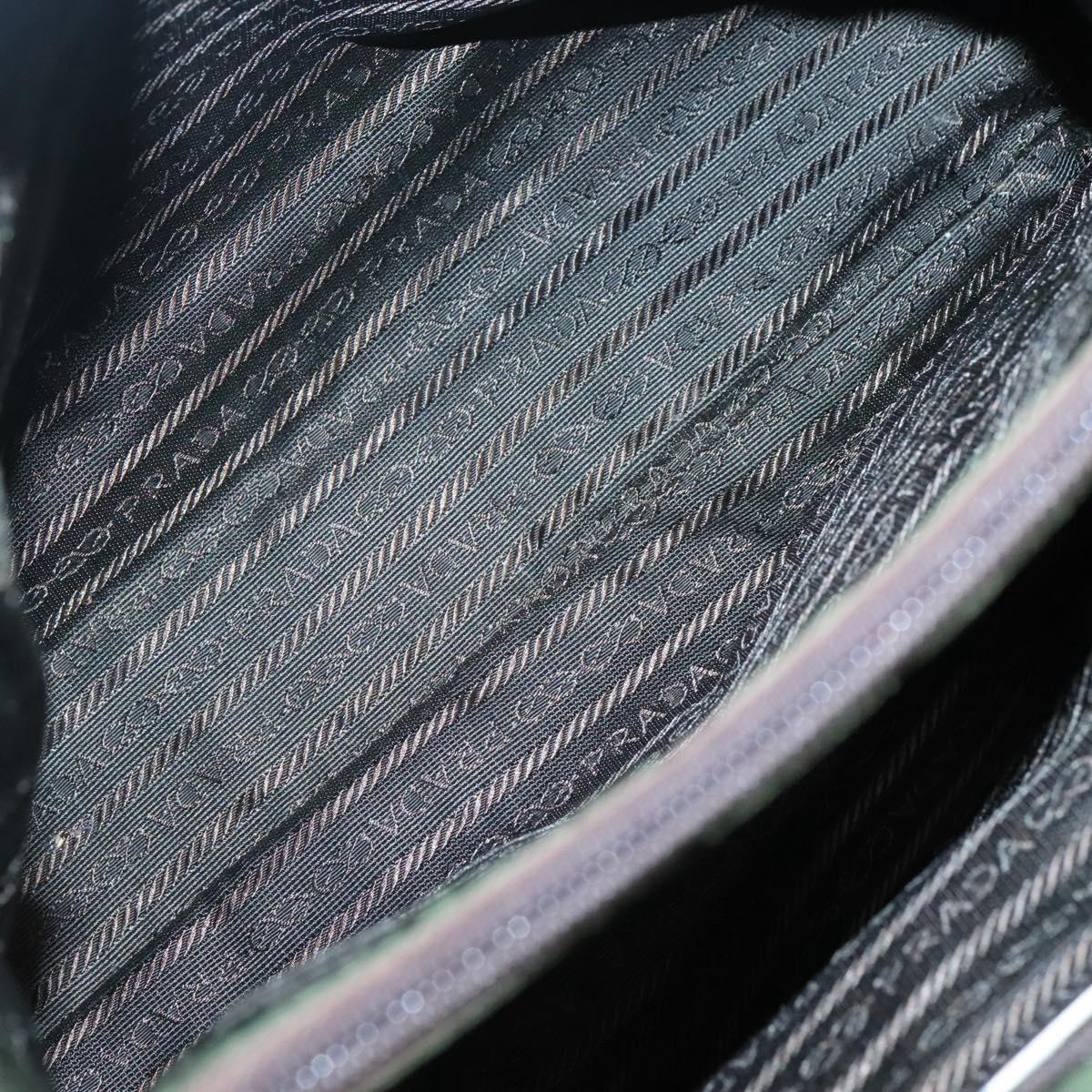 PRADA Hand Bag Nylon Khaki Silver Auth ar13395