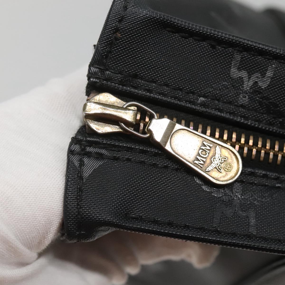 MCM Vicetos Logogram Shoulder Bag PVC Black Auth ar13398