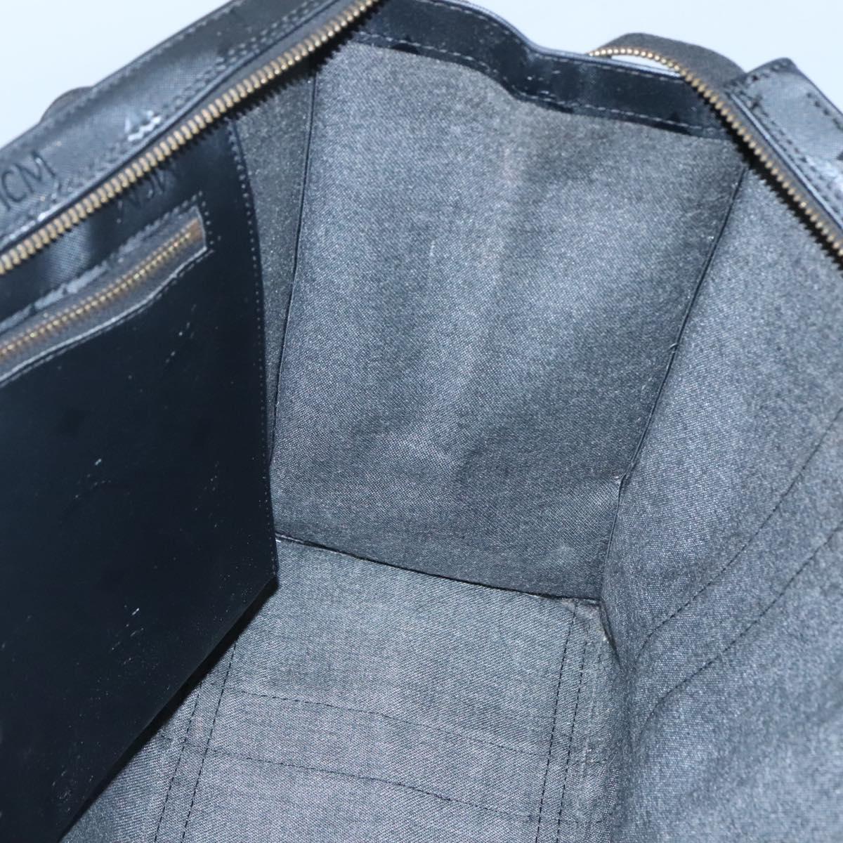 MCM Vicetos Logogram Shoulder Bag PVC Black Auth ar13398