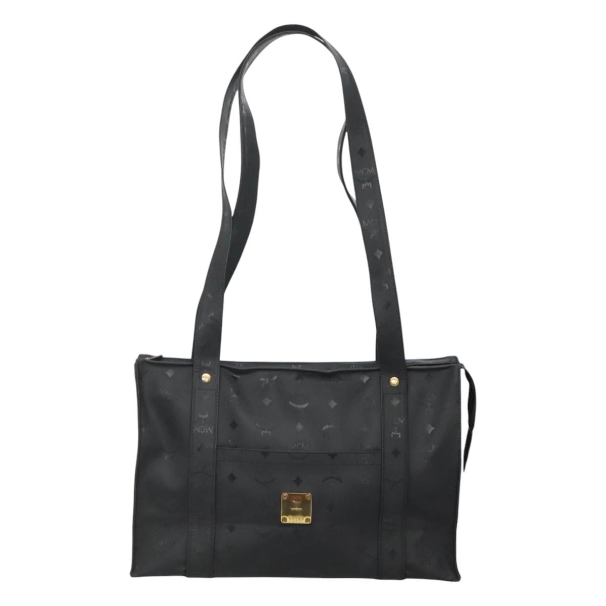 MCM Vicetos Logogram Shoulder Bag PVC Black Auth ar13398