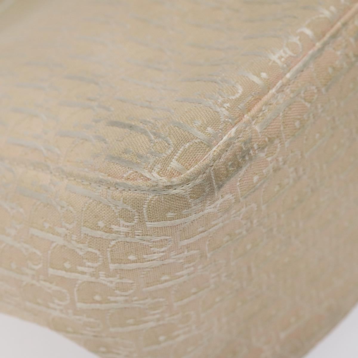 Christian Dior Trotter Canvas Tote Bag Pink Silver Auth ar13412