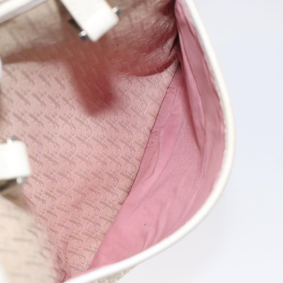 Christian Dior Trotter Canvas Tote Bag Pink Silver Auth ar13412