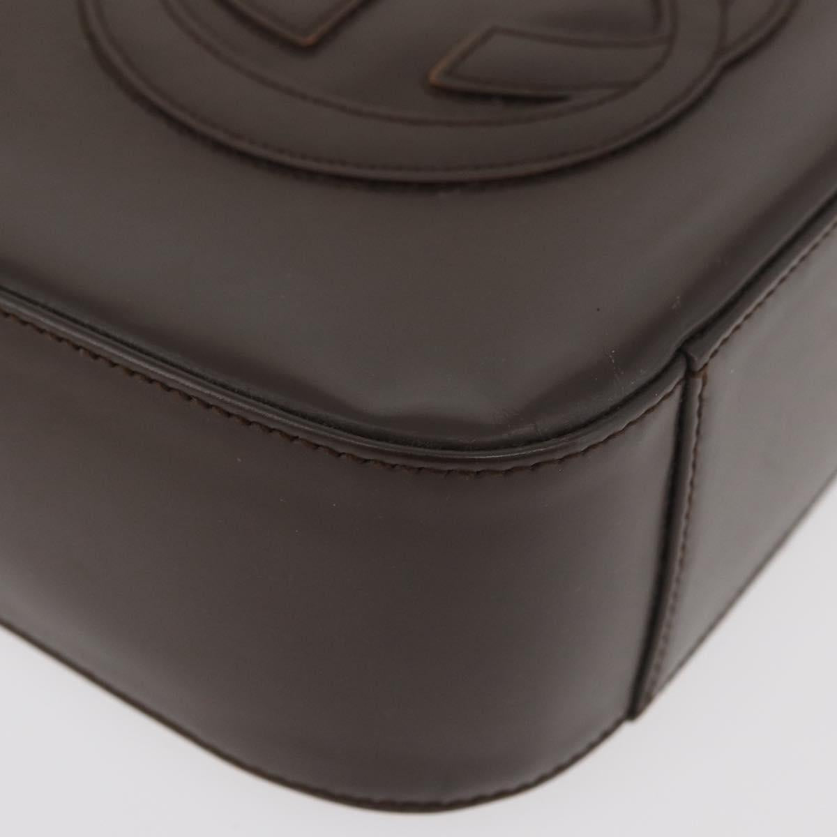 GUCCI Hand Bag Patent leather Brown Auth ar13416