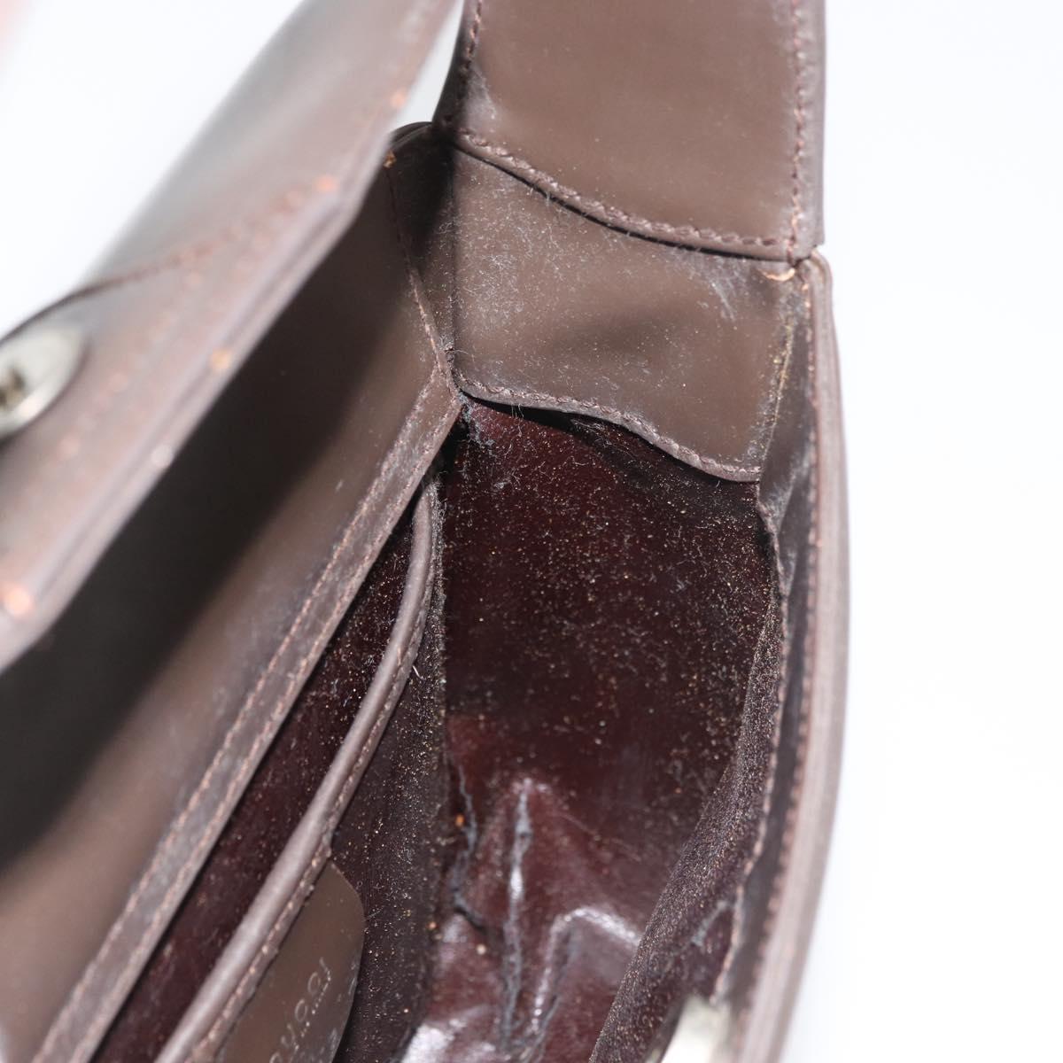 GUCCI Hand Bag Patent leather Brown Auth ar13416