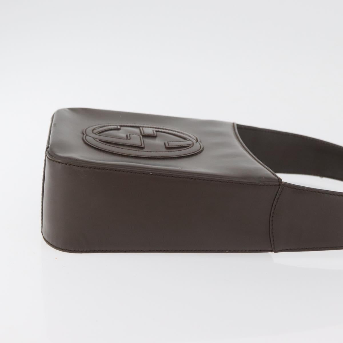 GUCCI Hand Bag Patent leather Brown Auth ar13416