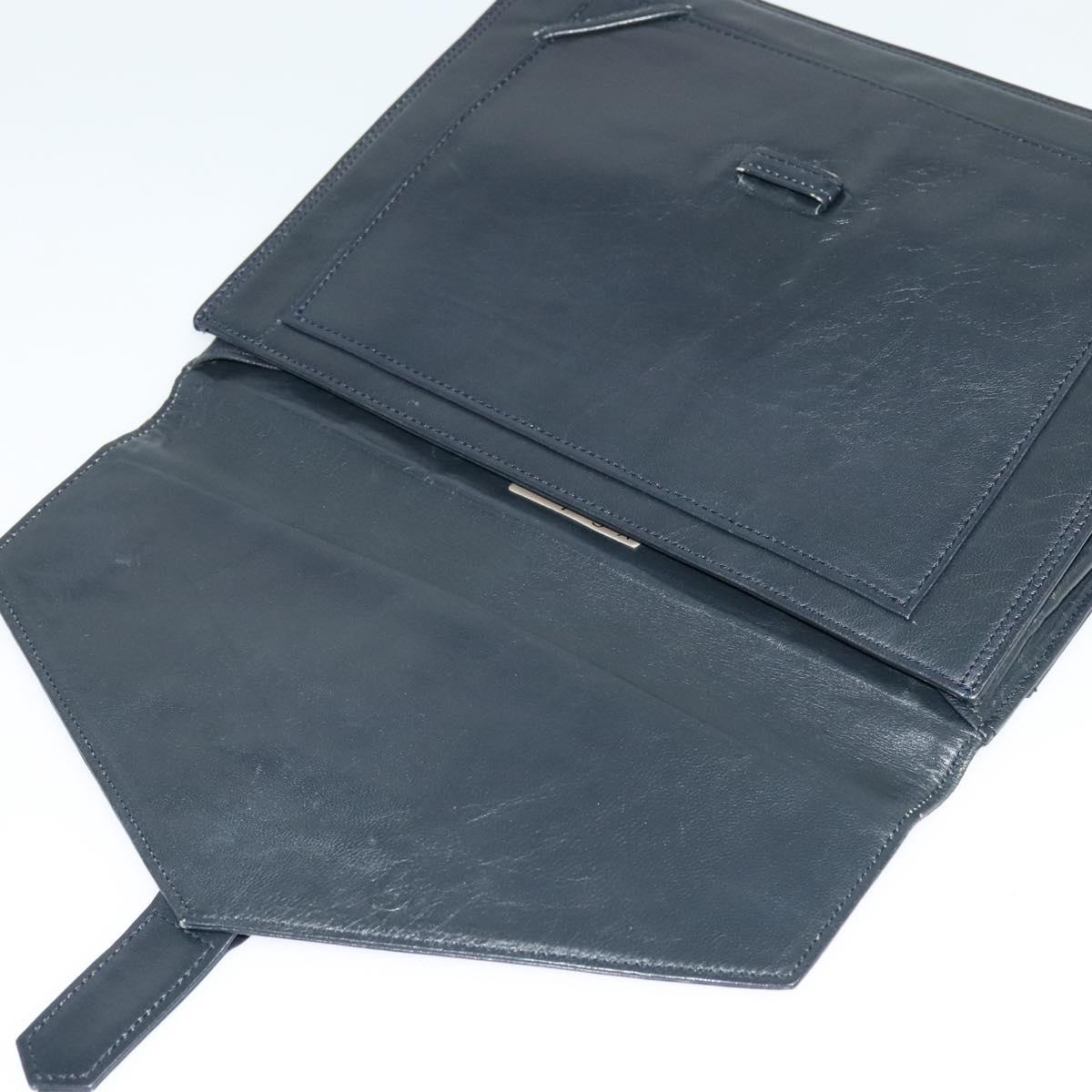 SAINT LAURENT Clutch Bag Leather Black Auth ar13423