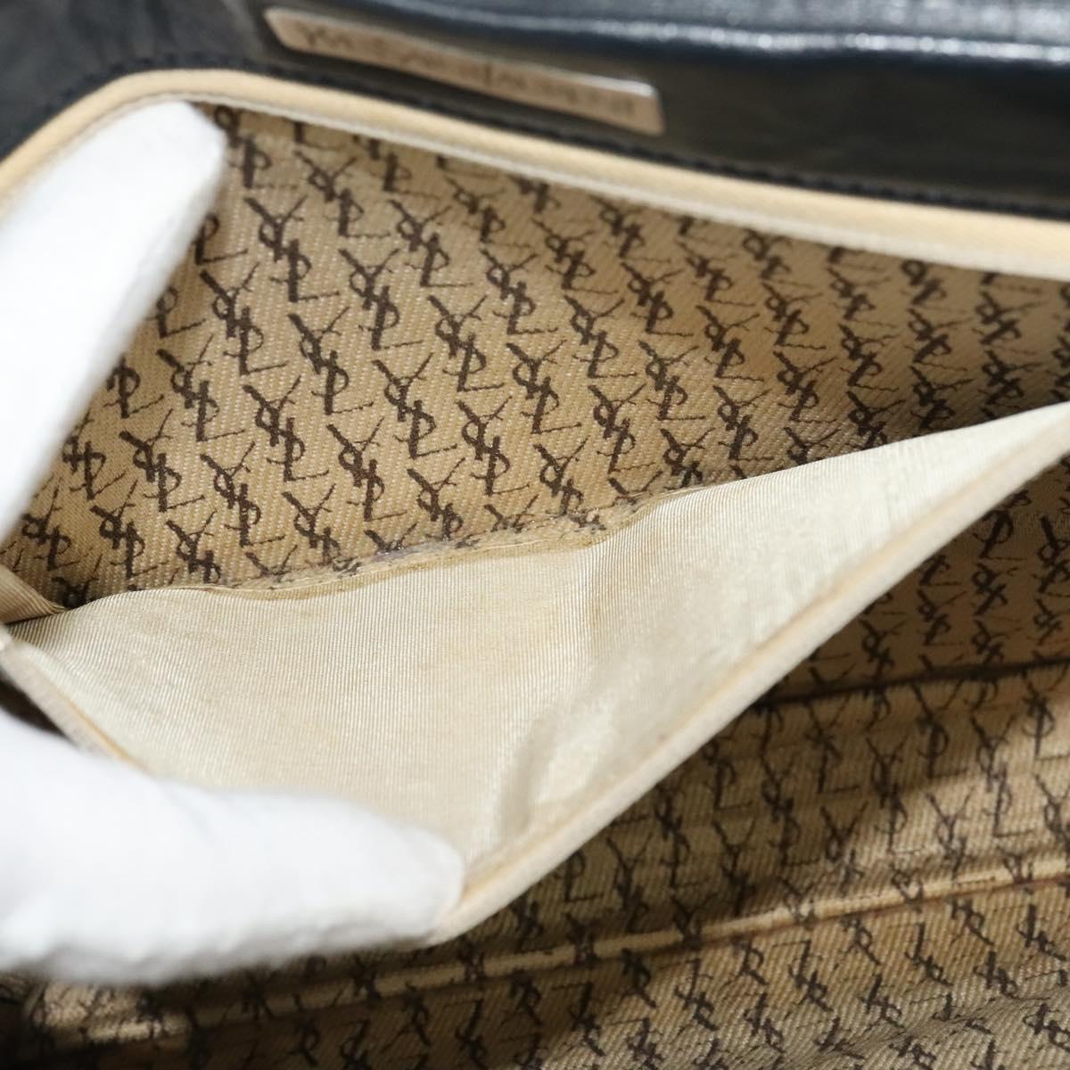 SAINT LAURENT Clutch Bag Leather Black Auth ar13423