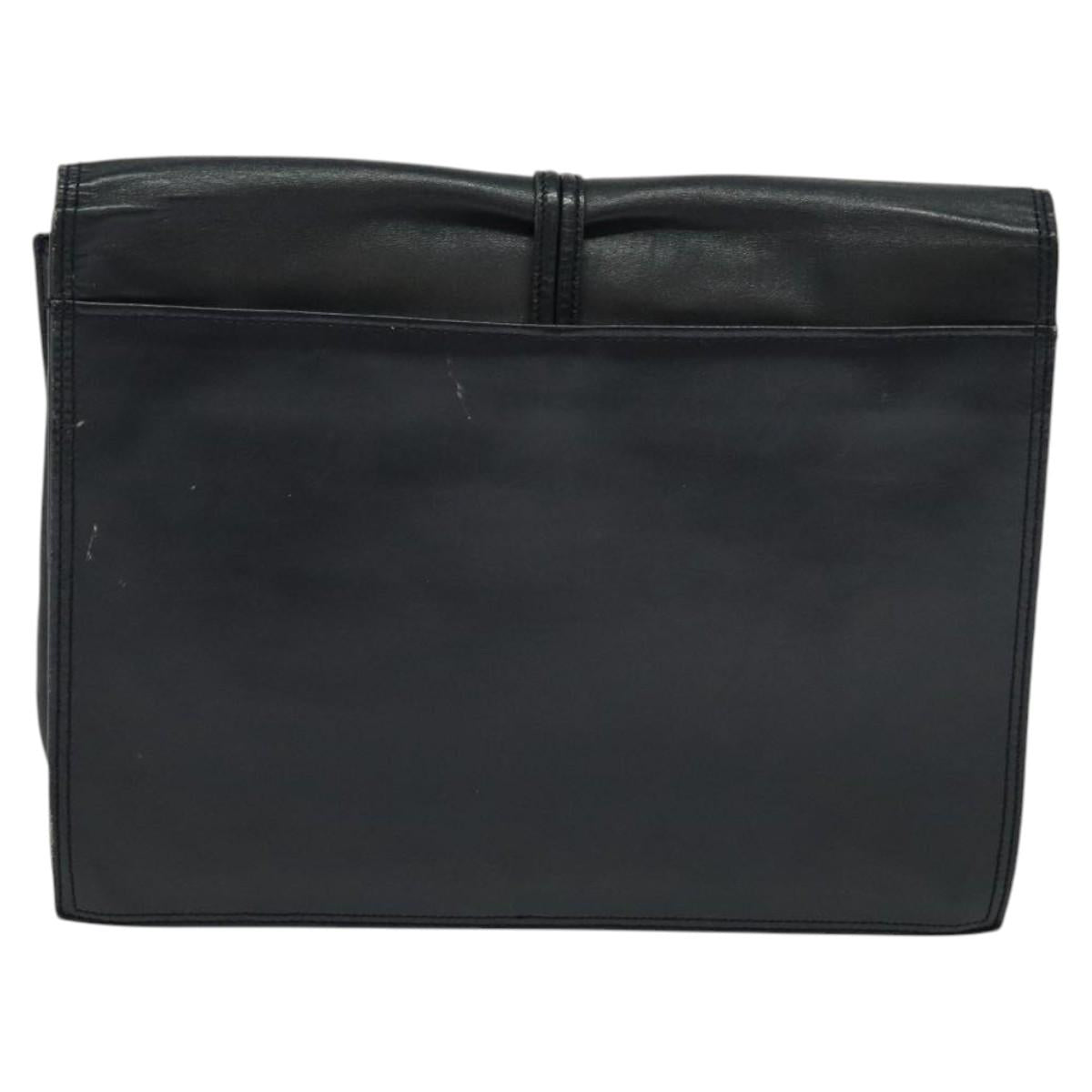 SAINT LAURENT Clutch Bag Leather Black Auth ar13423