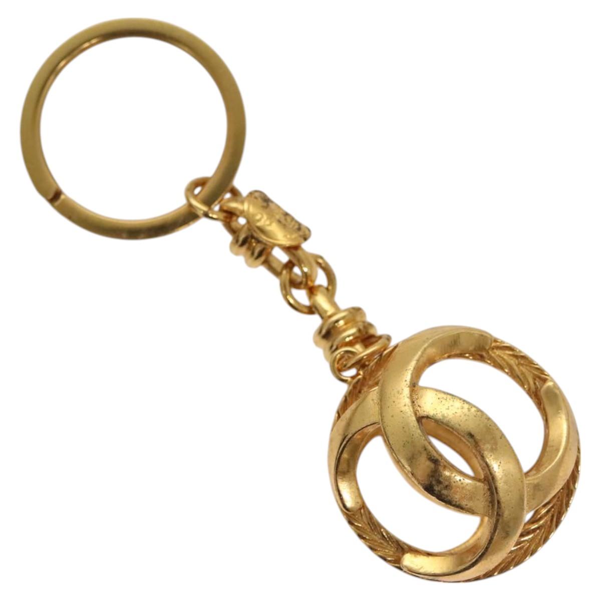 CHANEL COCO Mark Key Ring metal Gold CC Auth ar13427