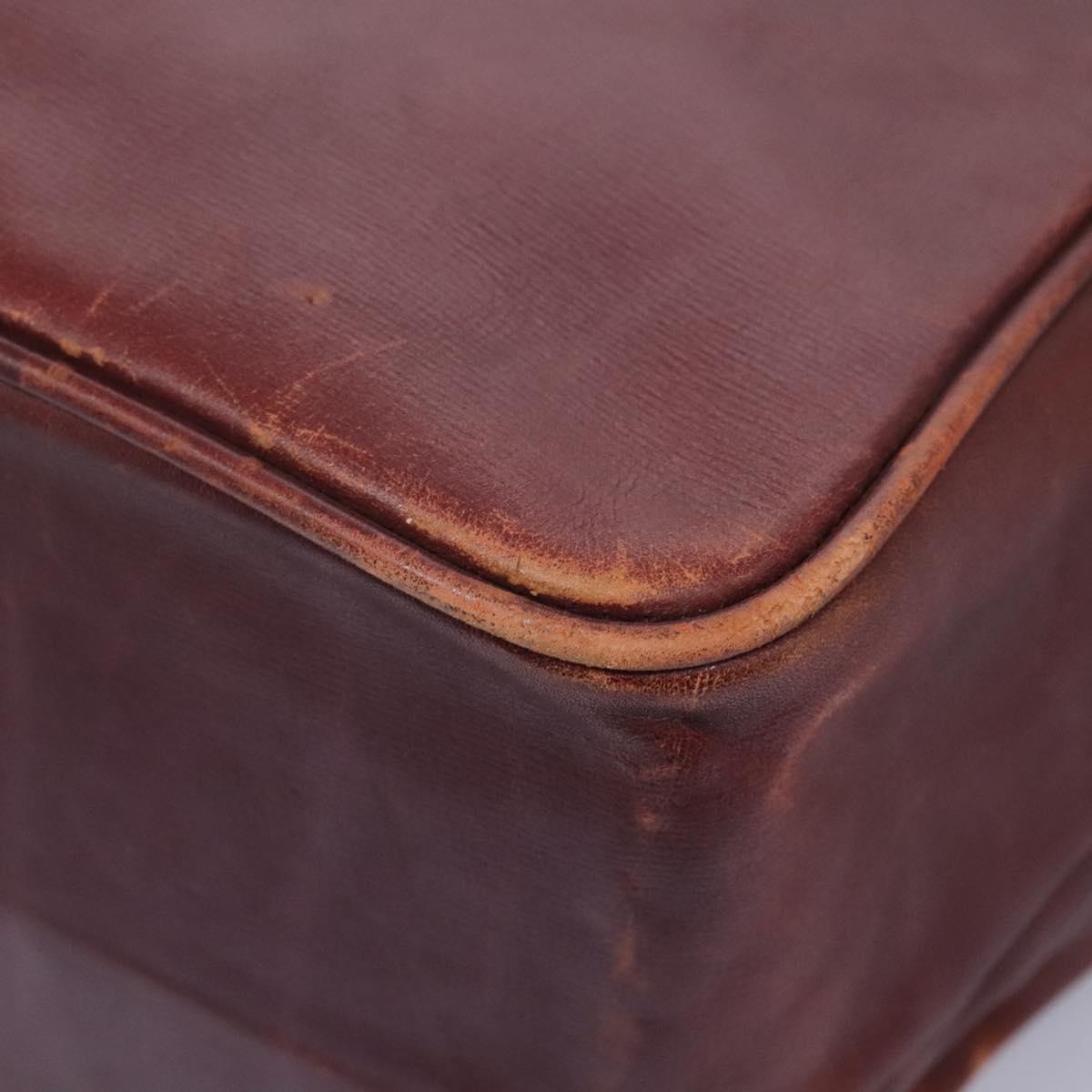 CARTIER Must Line Hand Bag Leather 2way Wine Red Gold Auth ar13434