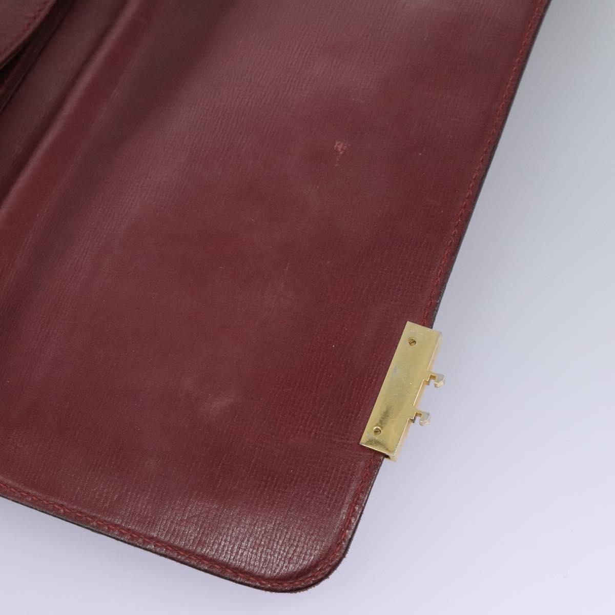 CARTIER Must Line Hand Bag Leather 2way Wine Red Gold Auth ar13434