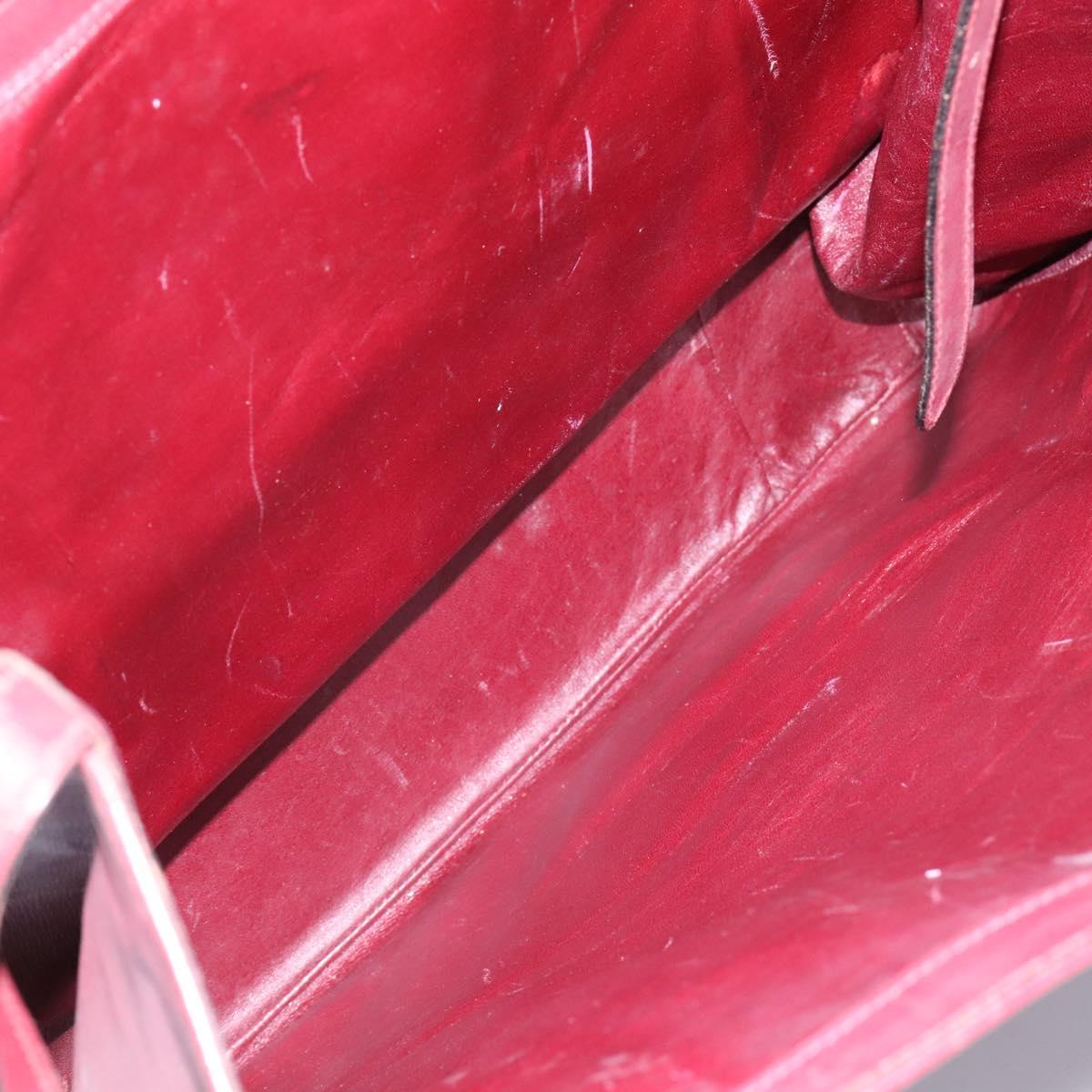 CARTIER Must Line Hand Bag Leather 2way Wine Red Gold Auth ar13434