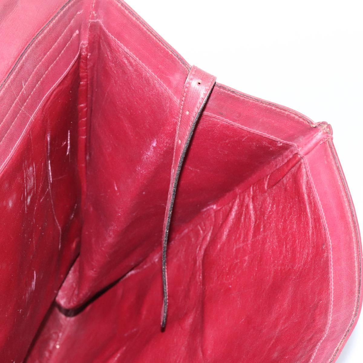 CARTIER Must Line Hand Bag Leather 2way Wine Red Gold Auth ar13434