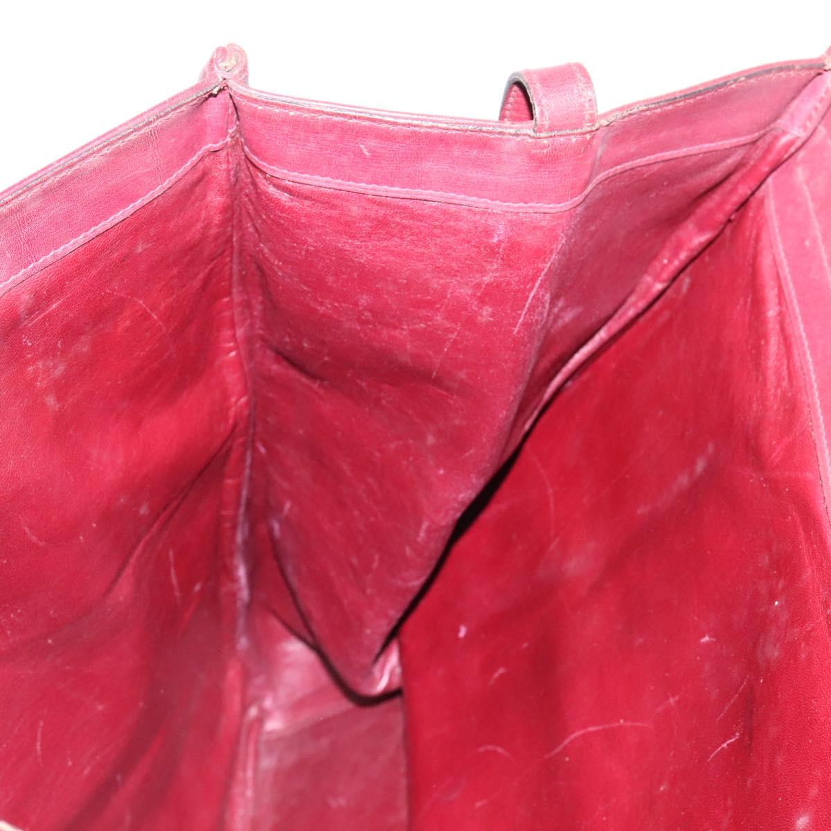 CARTIER Must Line Hand Bag Leather 2way Wine Red Gold Auth ar13434