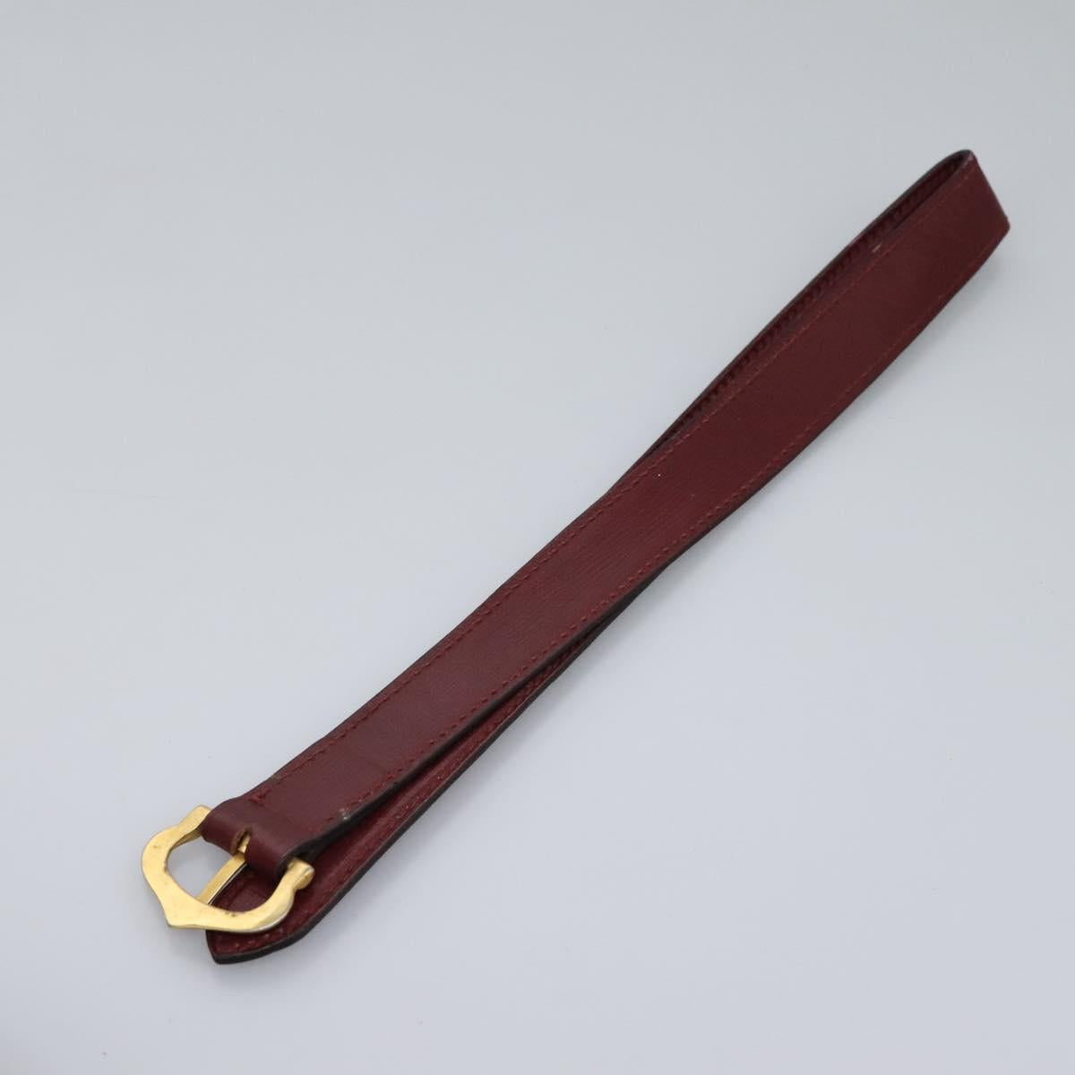 CARTIER Must Line Hand Bag Leather 2way Wine Red Gold Auth ar13434