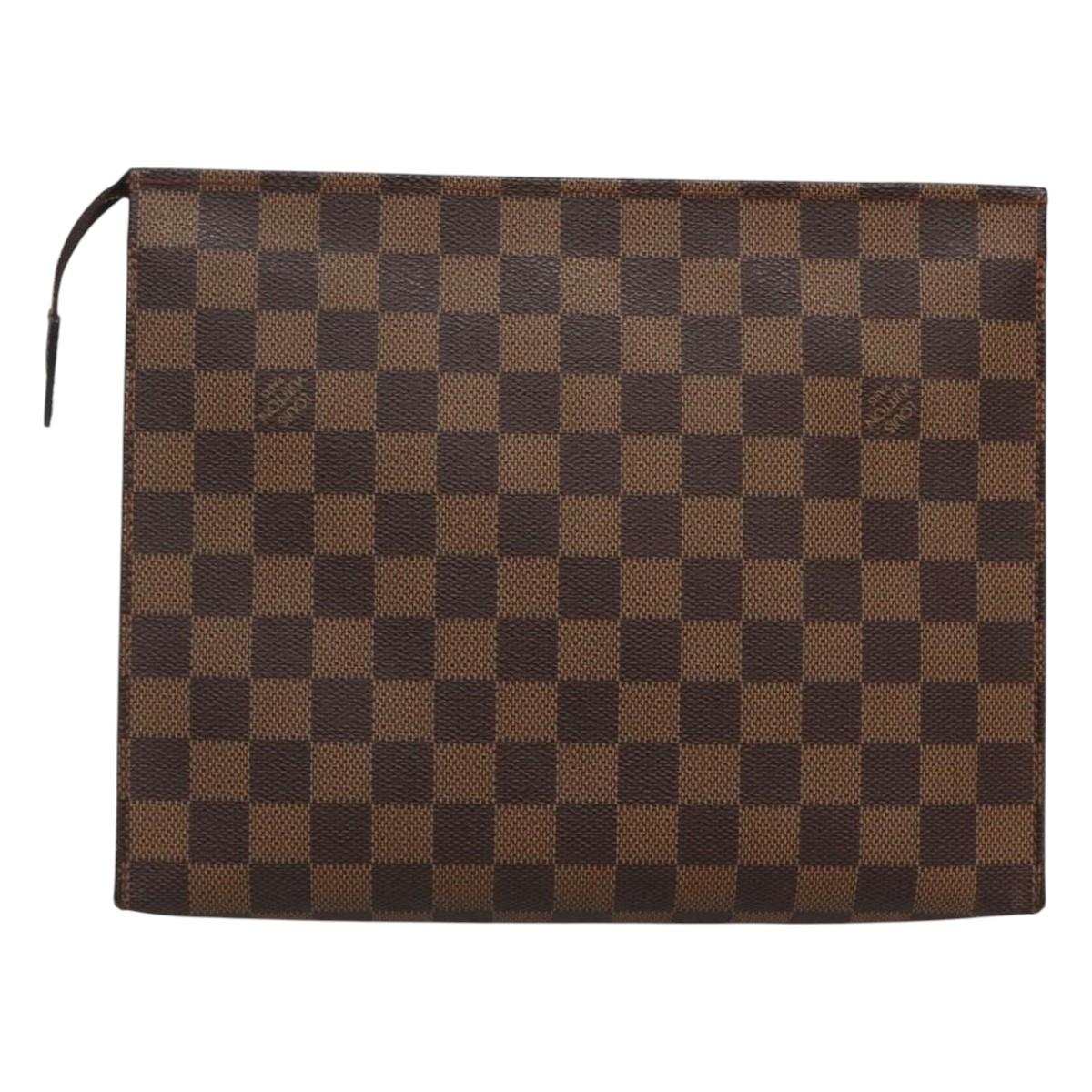 LOUIS VUITTON Damier Ebene Poche Toilette 26 Pouch N47543 LV Auth ar13444