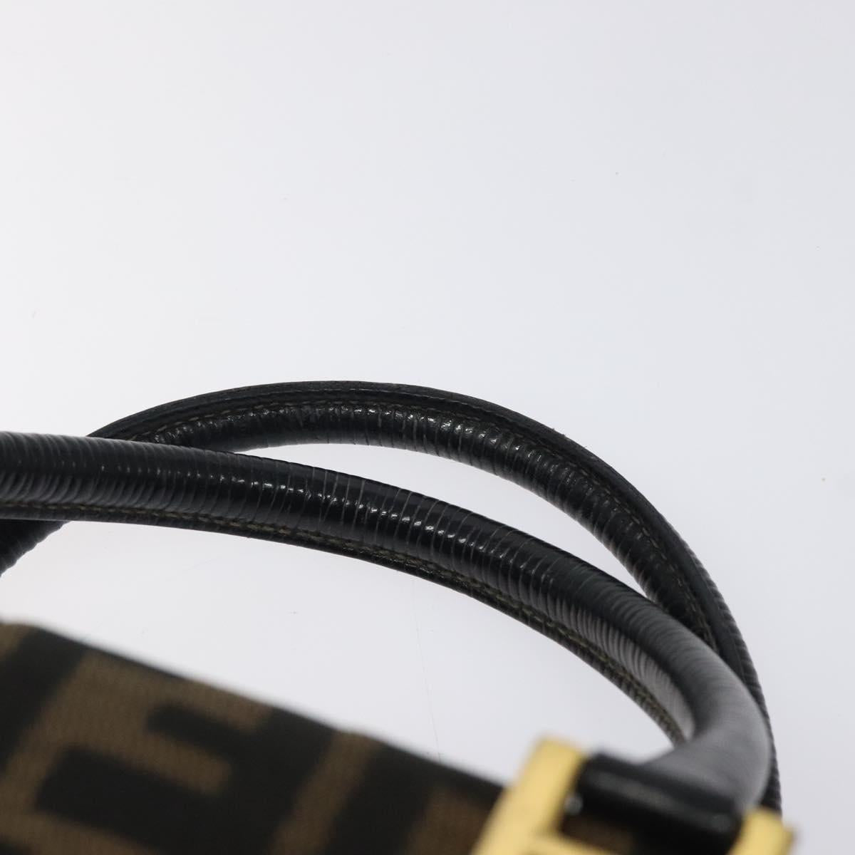 FENDI Zucca Canvas Hand Bag Black Brown gold Auth ar13453