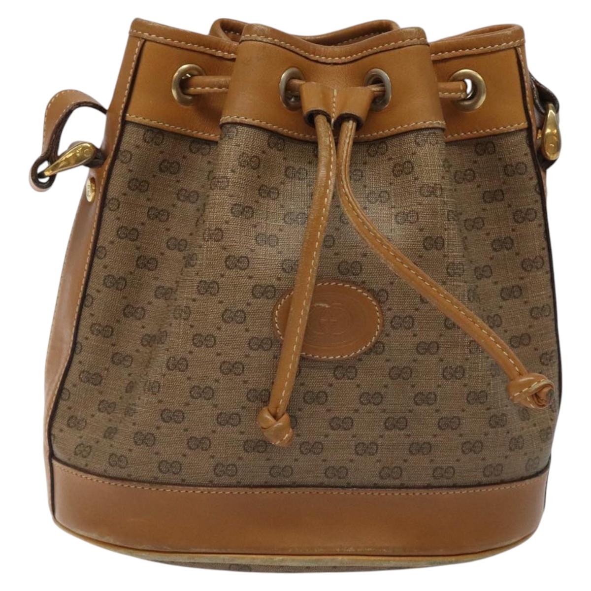 GUCCI Micro GG Supreme Shoulder Bag PVC Beige Gold 007 86 0044 Auth ar13456