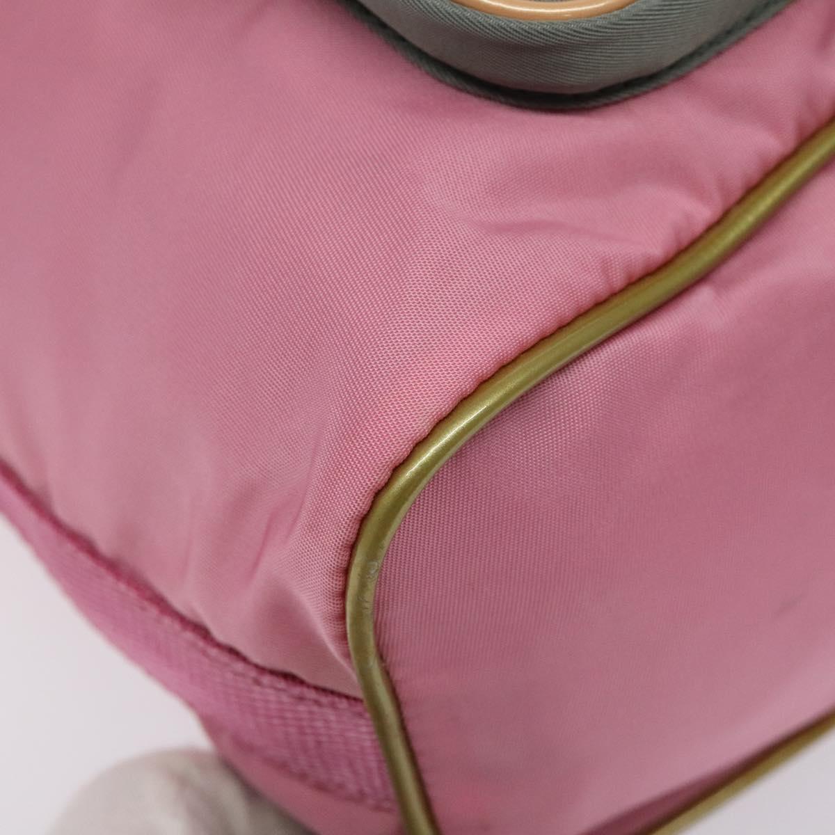 PRADA Hand Bag Nylon Pink Silver Auth ar13470