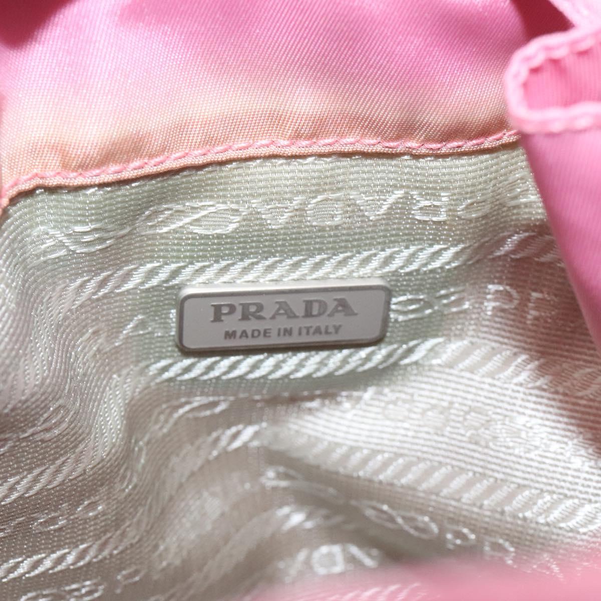 PRADA Hand Bag Nylon Pink Silver Auth ar13470